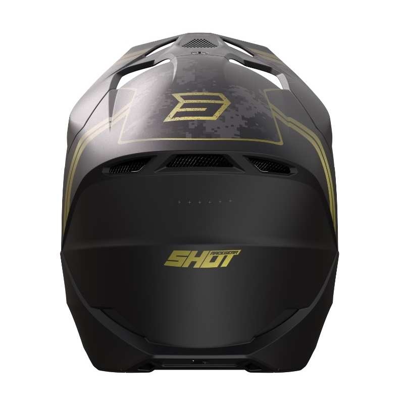 Motocross Helm Shot Furious Army schwarz-grau-gold Ausverkauf
