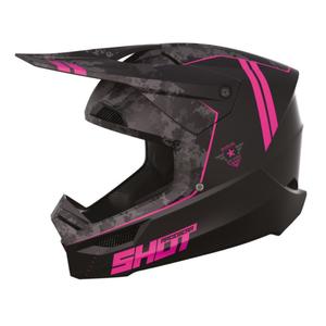 Motocross-Helm Shot Furious Army schwarz-grau-rosa