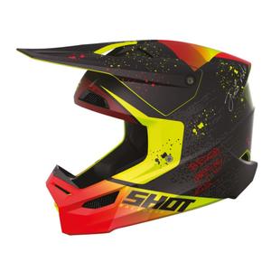 Motocross Helm Shot Furious Matrix rot-schwarz-fluo gelb Ausverkauf