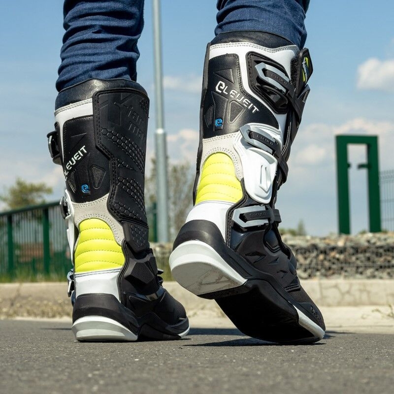 Eleveit X Tarmac schwarz-fluorgelbe Motorradstiefel Ausverkauf