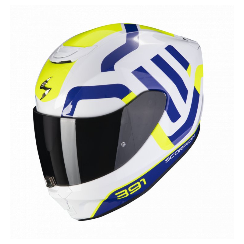 Integral Motorradhelm Scorpion EXO-391 Arok weiß-blau-neon-gelb