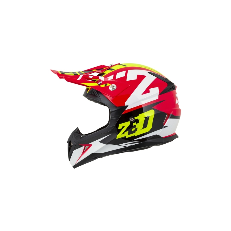 Kinder Motocross Helm ZED X1.9D rot-fluo gelb-schwarz-weiß
