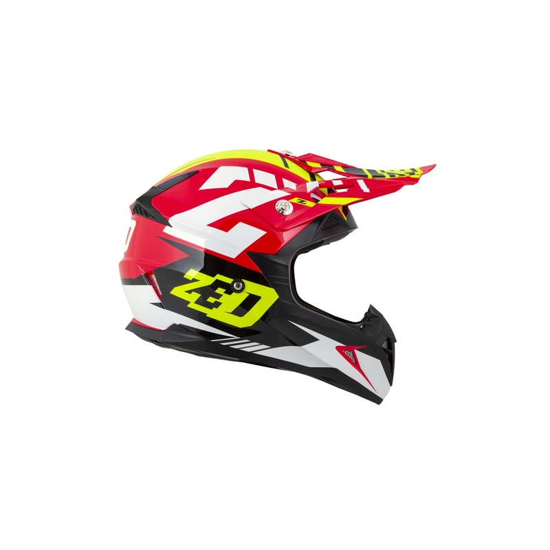 Kinder Motocross Helm ZED X1.9D rot-fluo gelb-schwarz-weiß