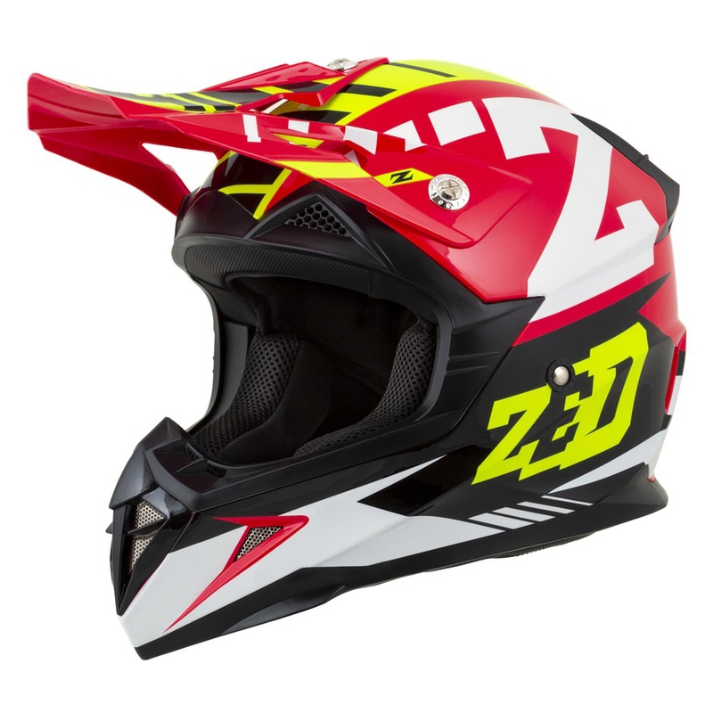 Kinder Motocross Helm ZED X1.9D rot-fluo gelb-schwarz-weiß