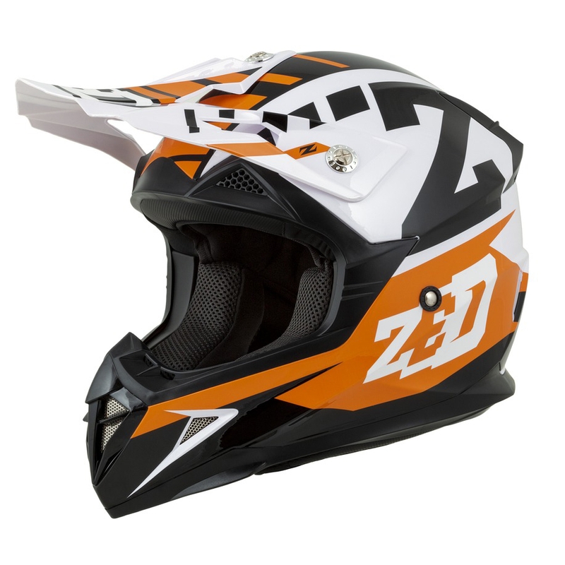 Kinder Motocross Helm ZED X1.9D orange-schwarz-weiß