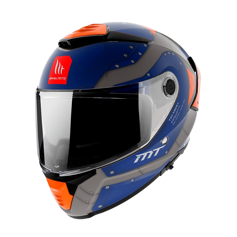 MT Thunder 4 SV Cheep A7 integrierter Motorradhelm orange-blau-grau