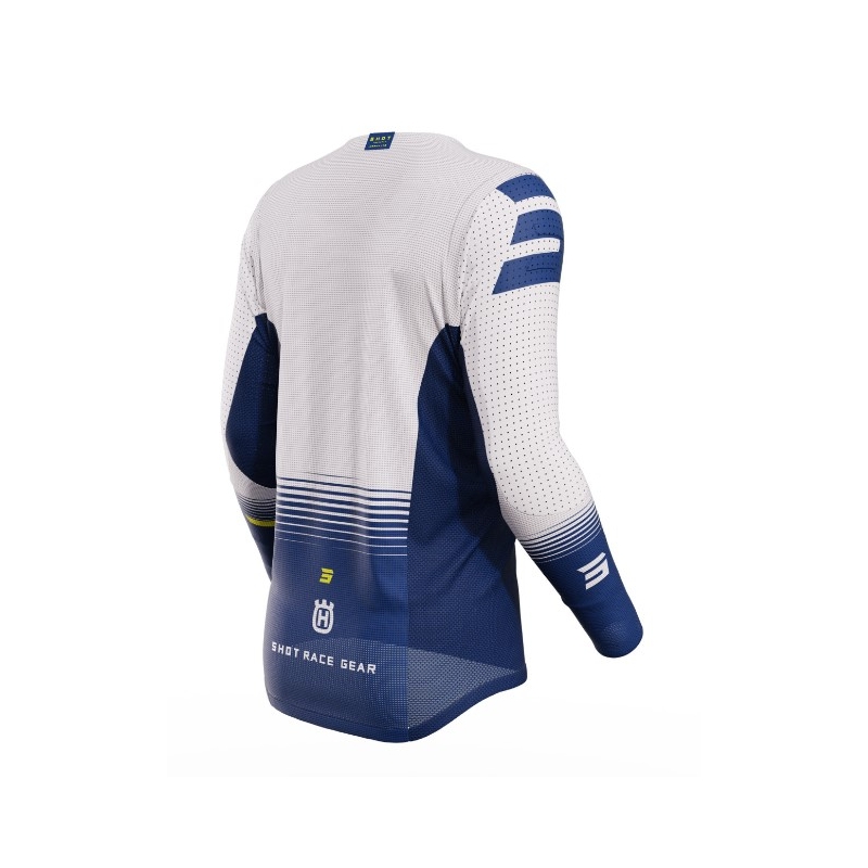 Motocross Trikot Shot Aerolite Husqvarna LE 2023 weiß-blau Ausverkauf