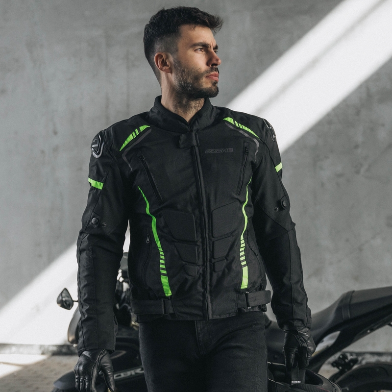 Ozone Pulse schwarz-fluorgelbe Motorradjacke
