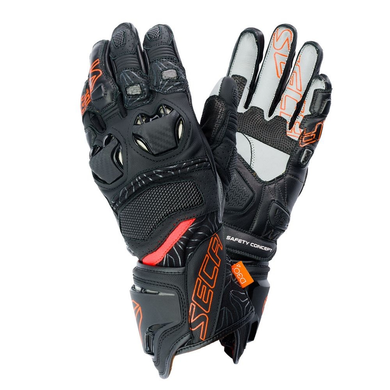 Motorradhandschuhe SECA Ukemi Pro schwarz-fluorrot Ausverkauf