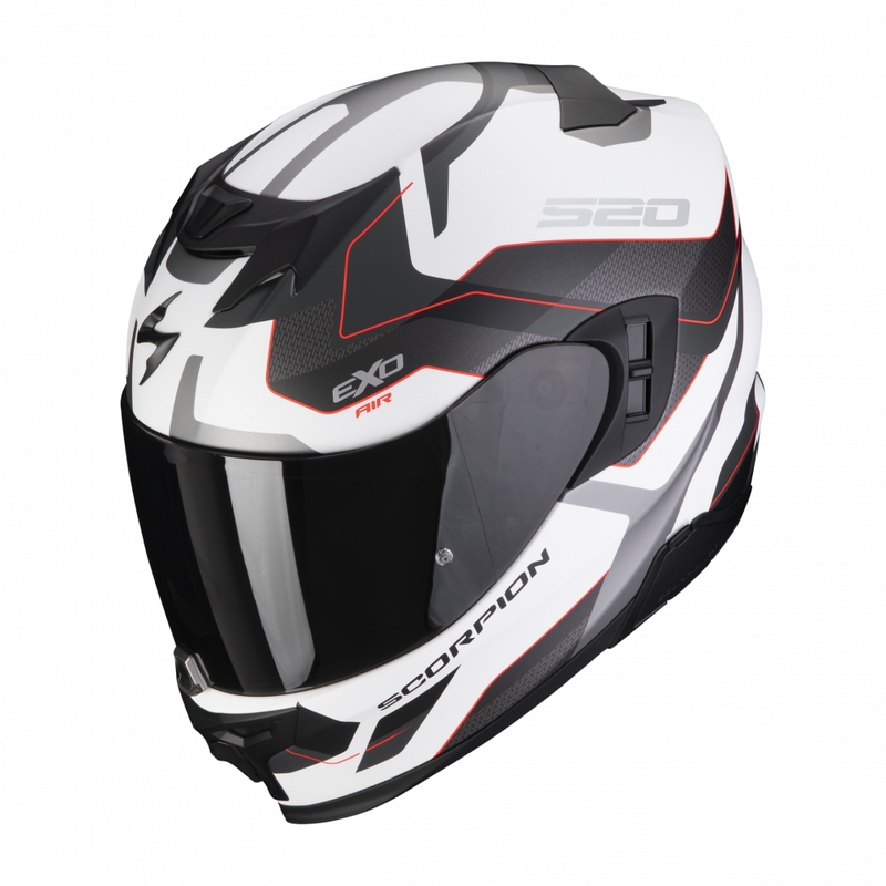Integral Motorradhelm Scorpion EXO-520 EVO Air Elan weiß-silber-rot matt