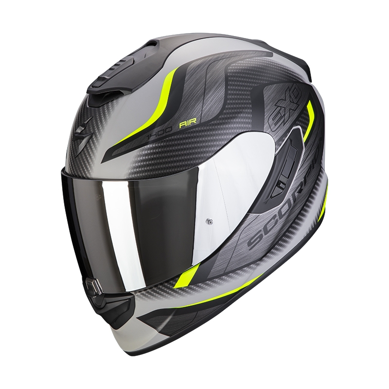 Integral-Motorradhelm Scorpion EXO-1400 EVO Air Attune grau-schwarz-fluo gelb matt