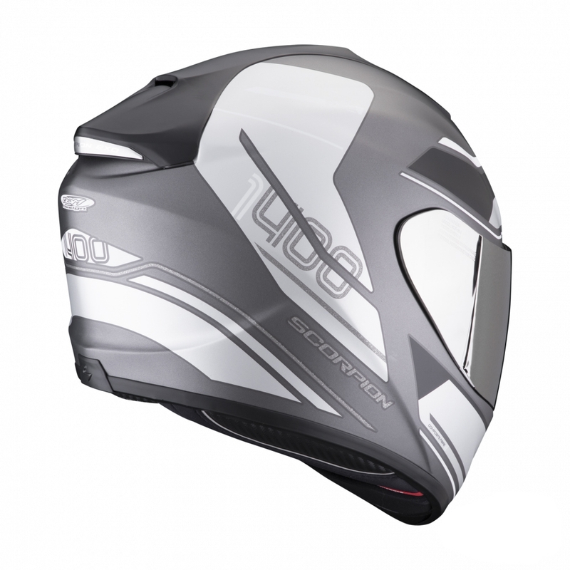 Integral Motorradhelm Scorpion EXO-1400 EVO Air Vittoria silber und weiß matt