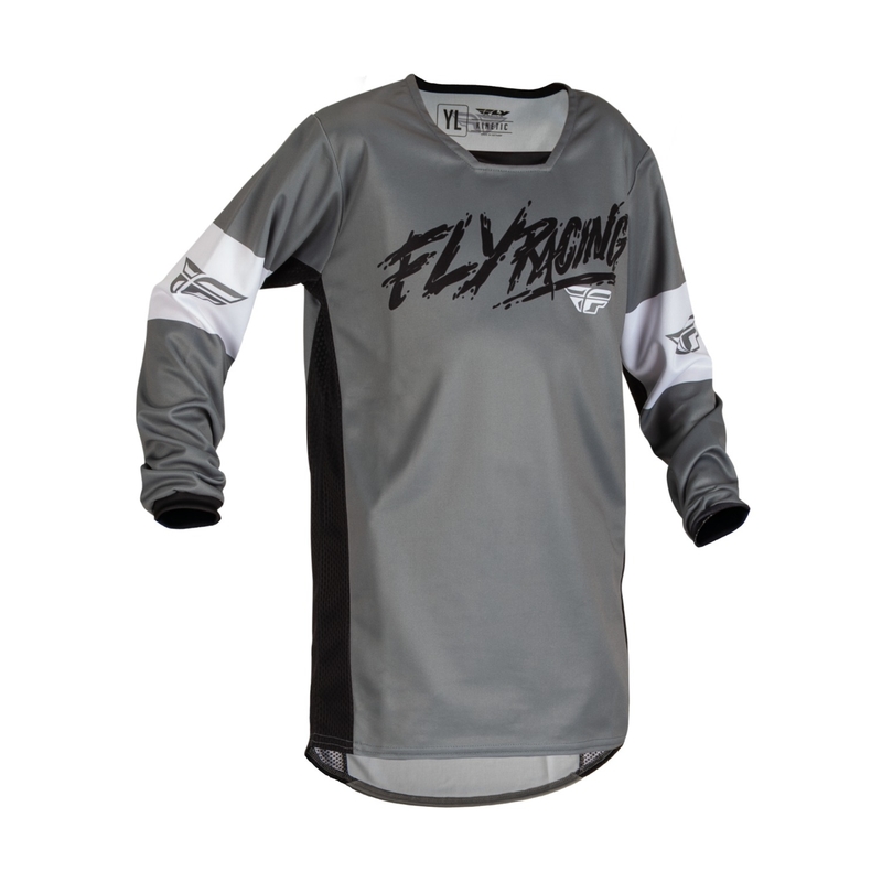Kinder Motocross Trikot FLY Racing Kinetic Khaos schwarz-weiß-grau Ausverkauf