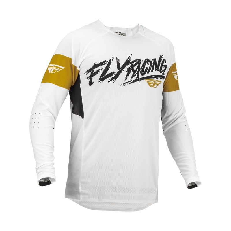 Motocross Trikot FLY Racing Evolution DST. weiß-schwarz-gold Ausverkauf