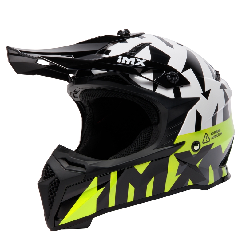 Motocross Helm iMX FMX-02 schwarz-weiß-fluo gelb