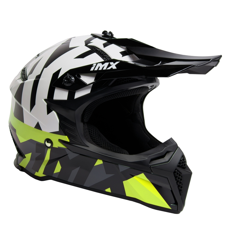 Motocross Helm iMX FMX-02 schwarz-weiß-fluo gelb