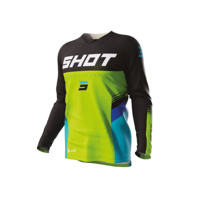 Kinder Motocross Trikot Shot Raw Kid Tracer schwarz-blau-grün