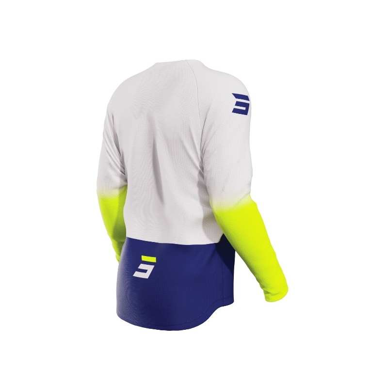 Kinder Motocross-Trikot Shot Raw Kid Reflex weiß-gelb-blau Ausverkauf