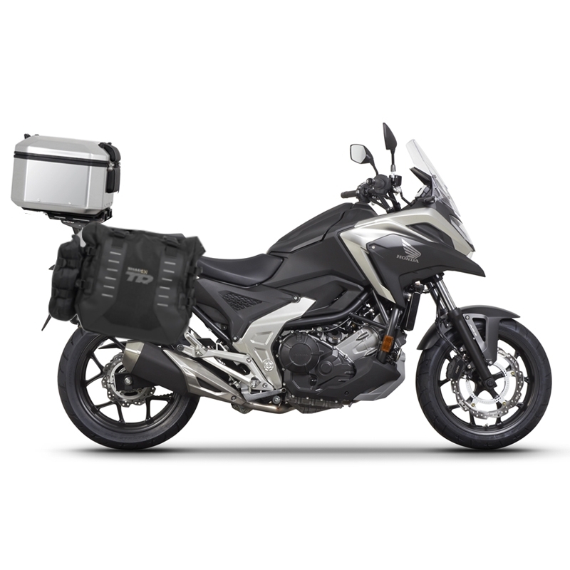 Complete set of SHAD TERRA TR40 adventure saddlebags and SHAD TERRA aluminium 37L topcase, including mounting kit SHAD HONDA NX 750 X 2021-