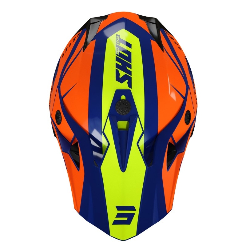 Kinder-Motocross-Helm Shot Pulse Kid Revenge orange-blau-fluo gelb