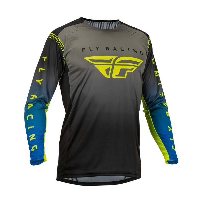 Motocross Trikot FLY Racing Lite 2023 grau-blau hi-vis Ausverkauf