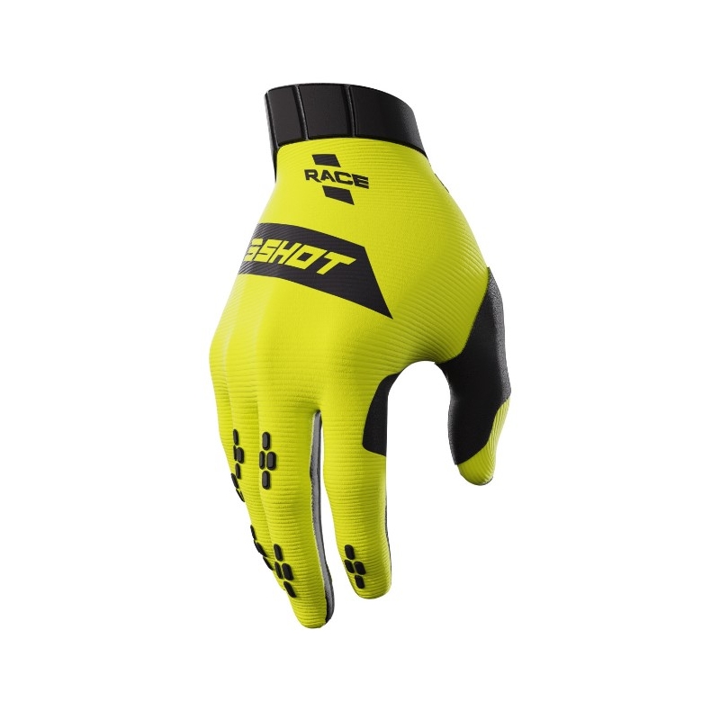 Motocross-Handschuhe Shot Race schwarz-fluorgelb Ausverkauf