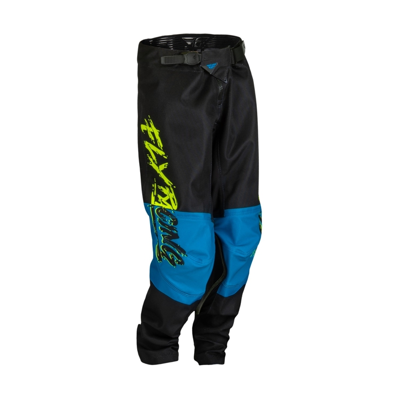 Kinder Motocross-Hose FLY Racing Kinetic Khaos hi-vis schwarz-blau Ausverkauf