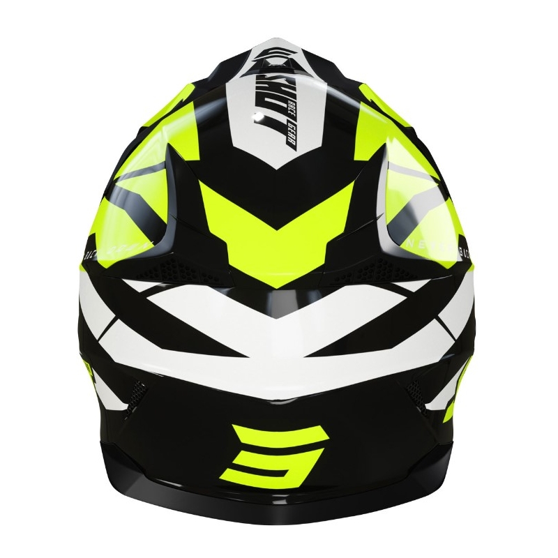 Kinder-Motocross-Helm Shot Pulse Kid Revenge schwarz-weiß-fluorgelb Ausverkauf