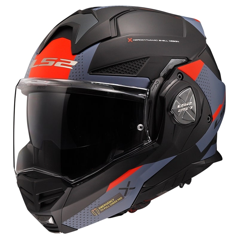 LS2 FF901 Valiant X Oblivion schwarz-grau-rot klappbarer Motorradhelm
