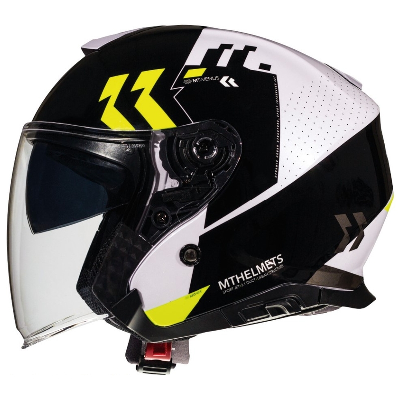 Offener Motorradhelm MT Thunder 3 SV Venus schwarz-weiß-fluo gelb - Klasse II