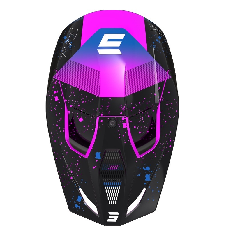 Kinder-Motocross-Helm Shot Furious Matrix rosa-blau-schwarz Ausverkauf