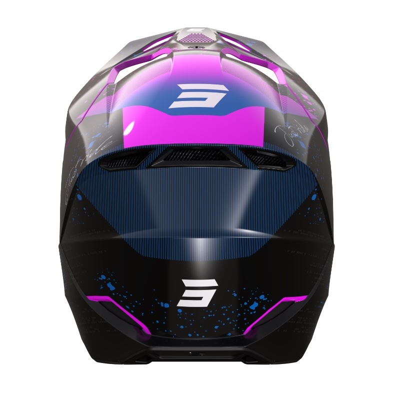 Kinder-Motocross-Helm Shot Furious Matrix rosa-blau-schwarz Ausverkauf