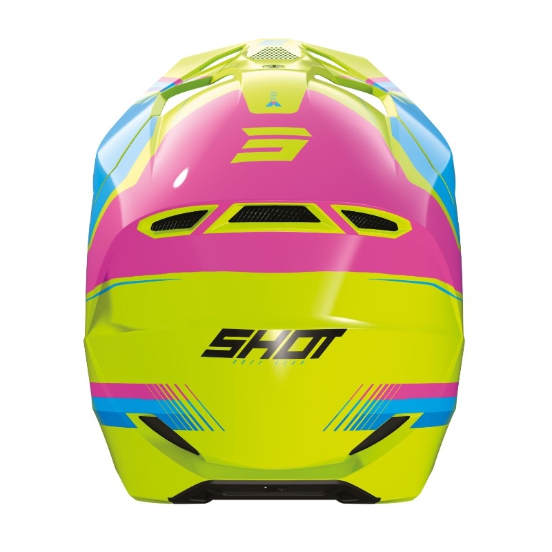 Kinder Motocross Helm Shot Race Tracer rosa-blau-fluo gelb