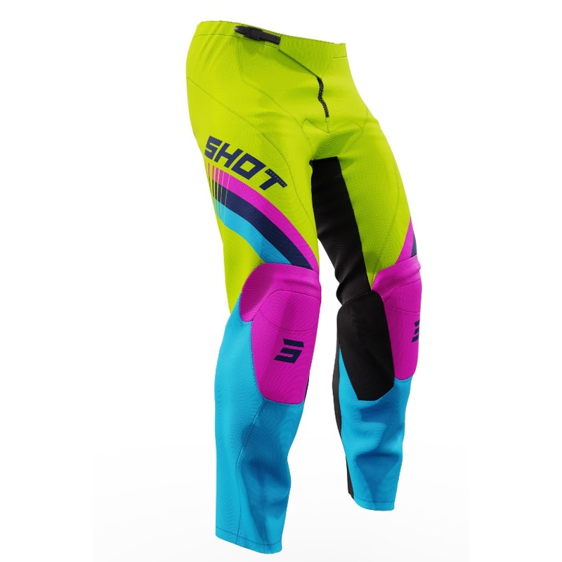 Shot Raw Kid Tracer Rosa-Blau-Fluo Gelb Kinder Motocross-Hosen Ausverkauf