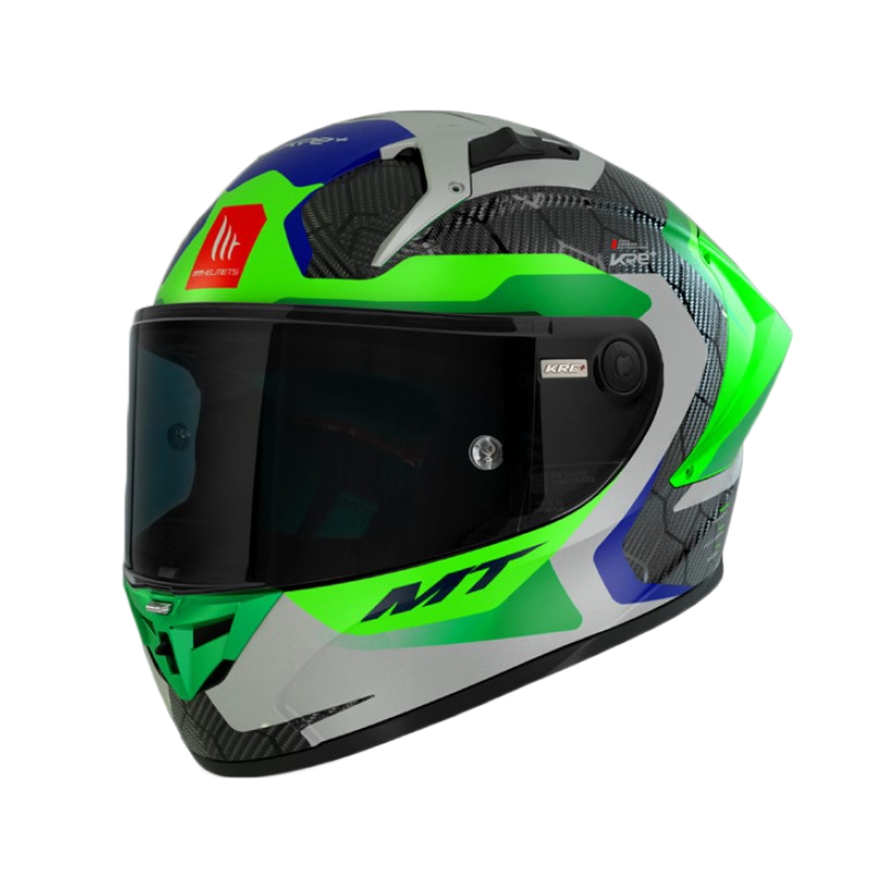 MT KRE+ Carbon Leistungsstarker grau-grüner Integral-Motorradhelm