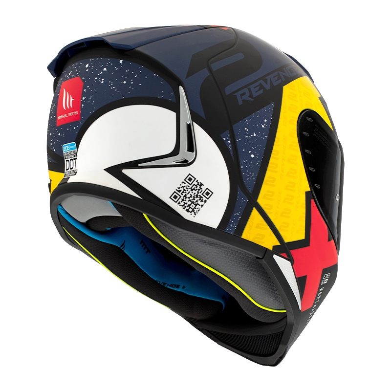 Integrální přilba na motorku MT FF110 Revenge 2 Light modro-červeno-žlutá matná