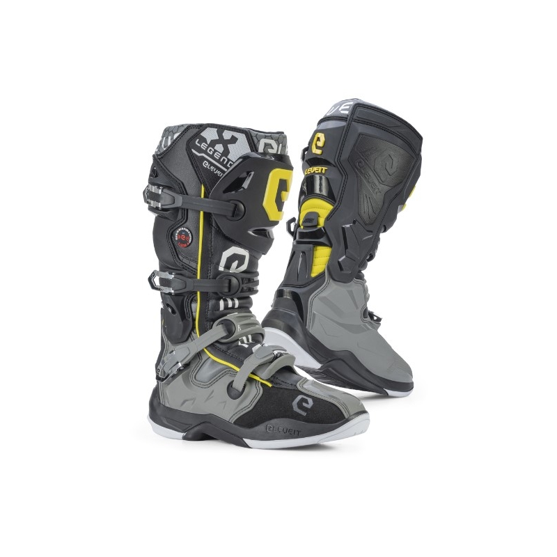Eleveit X-Legend Motorradstiefel grau-gelb Ausverkauf