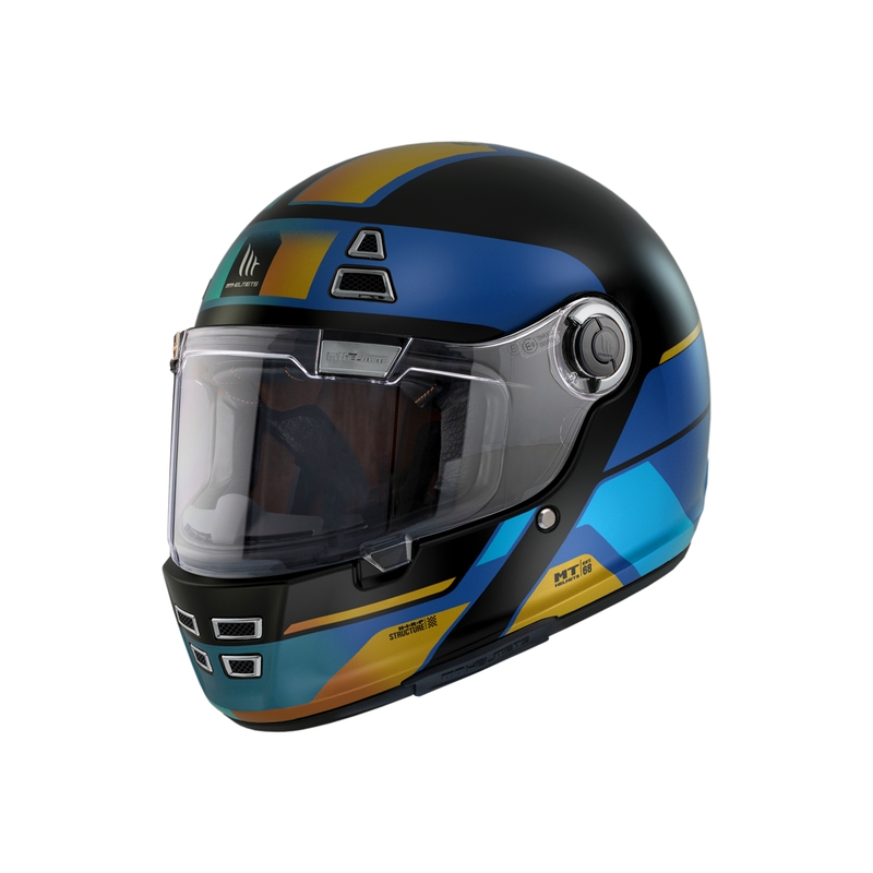 MT Jarama 68TH C7 schwarz-gold-blauer Integral-Motorradhelm Ausverkauf