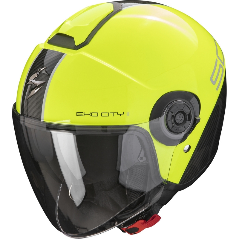 Offener Helm Scorpion EXO-CITY II Carbo fluo gelb-schwarz