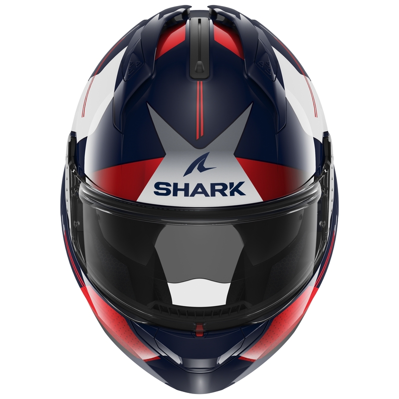 SHARK EVO-GT Tekline blau-weiß-roter Kipphelm