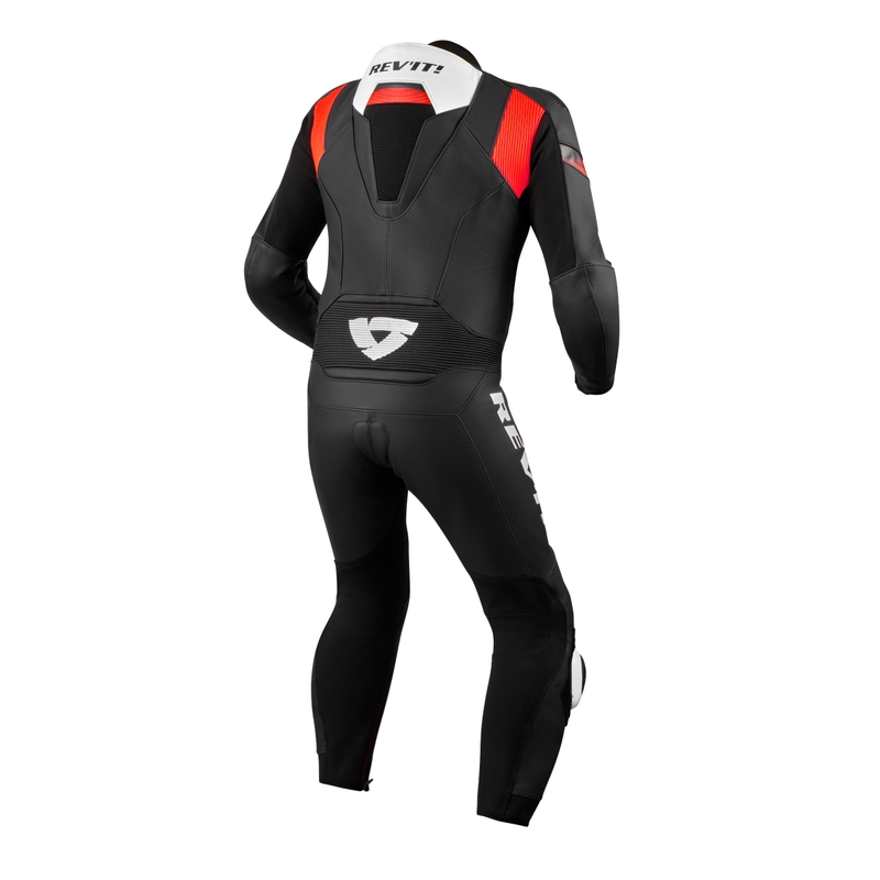 Revit Argon 2 einteiliger Motorradanzug schwarz-fluorrot