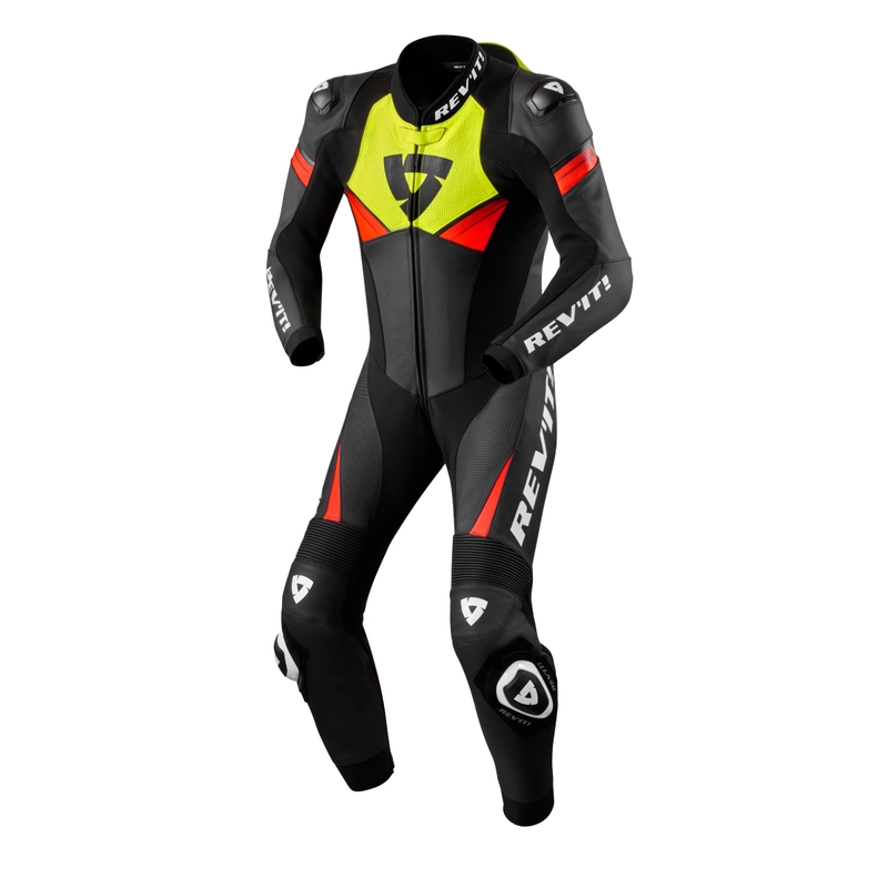Revit Argon 2 einteiliger Motorradanzug schwarz-fluo gelb