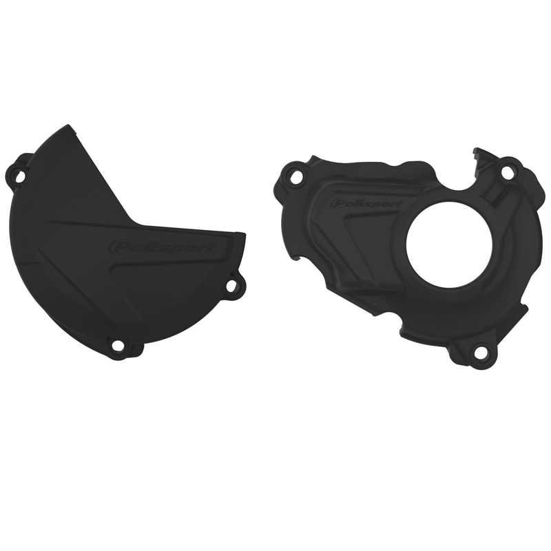 Clutch and ignition cover protector kit POLISPORT schwarz für YAMAHA WR 250 F 2020-2023, YAMAHA YZ 250 F 2019-2026