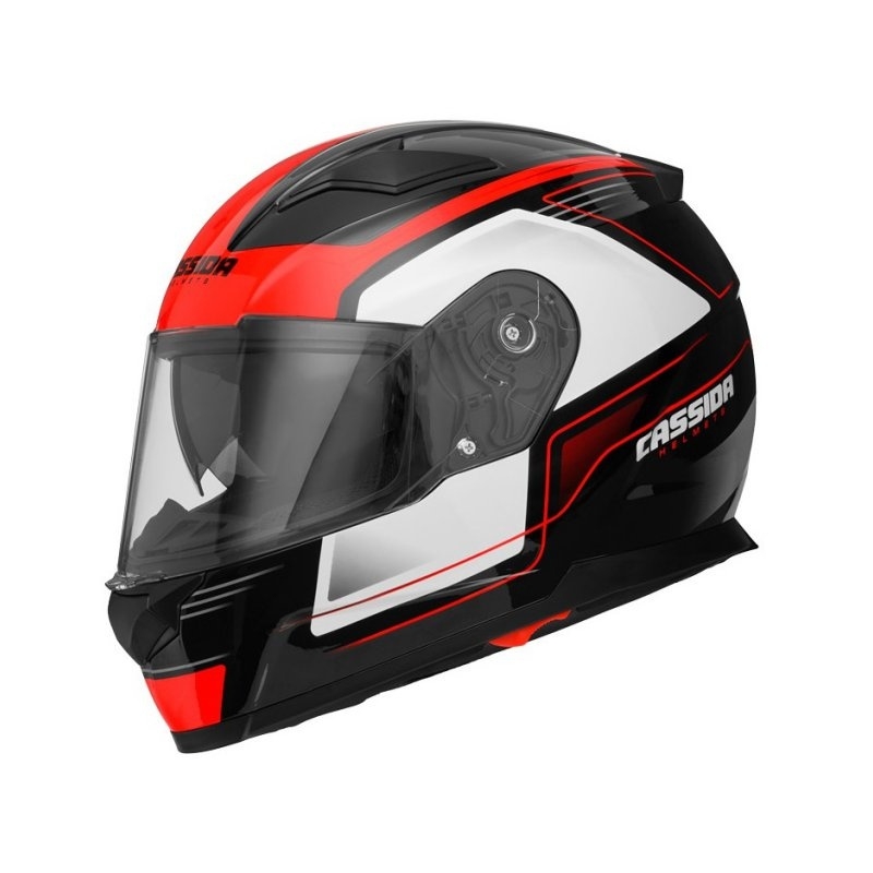 Cassida Apex Fusion schwarz-weiß-fluorrot Motorradhelm - II. Qualität