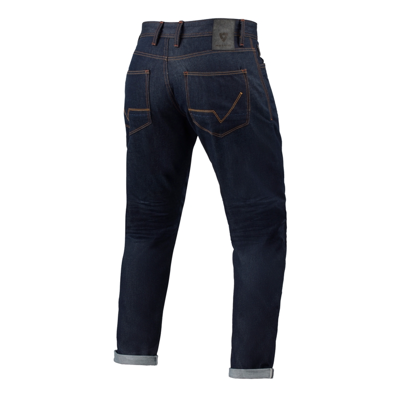 Revit Lewis Selvedge TF Dunkelblau Cropped Motorrad Jeans