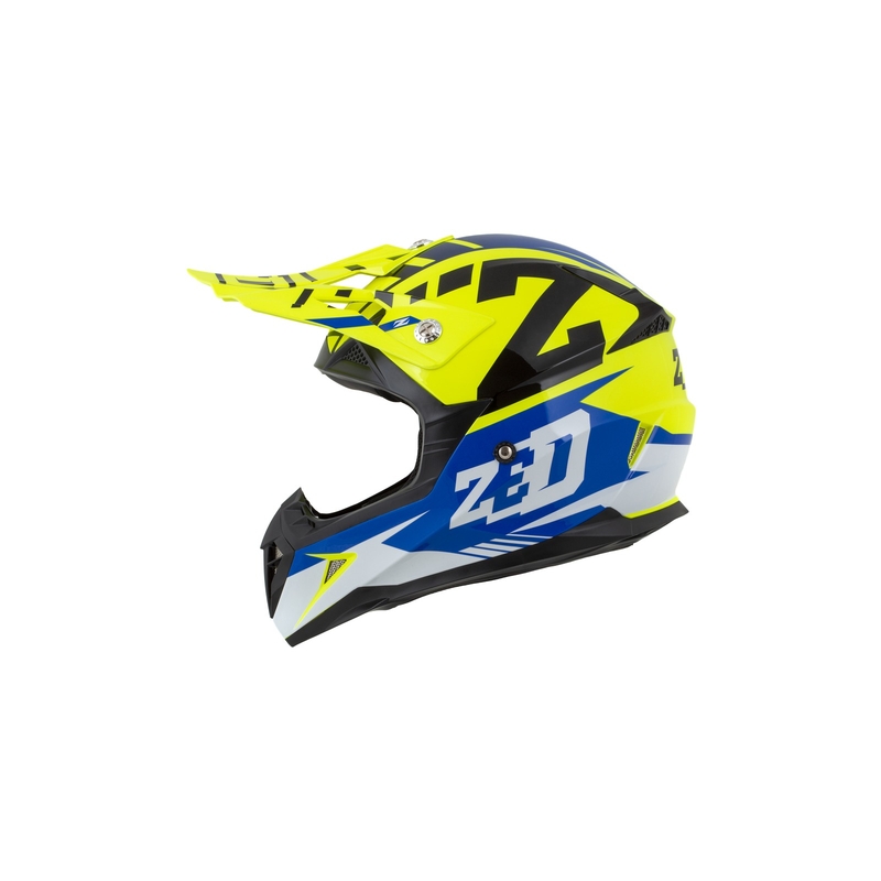 Kinder Motocross Helm ZED X1.9D blau-fluo gelb-schwarz-weiß