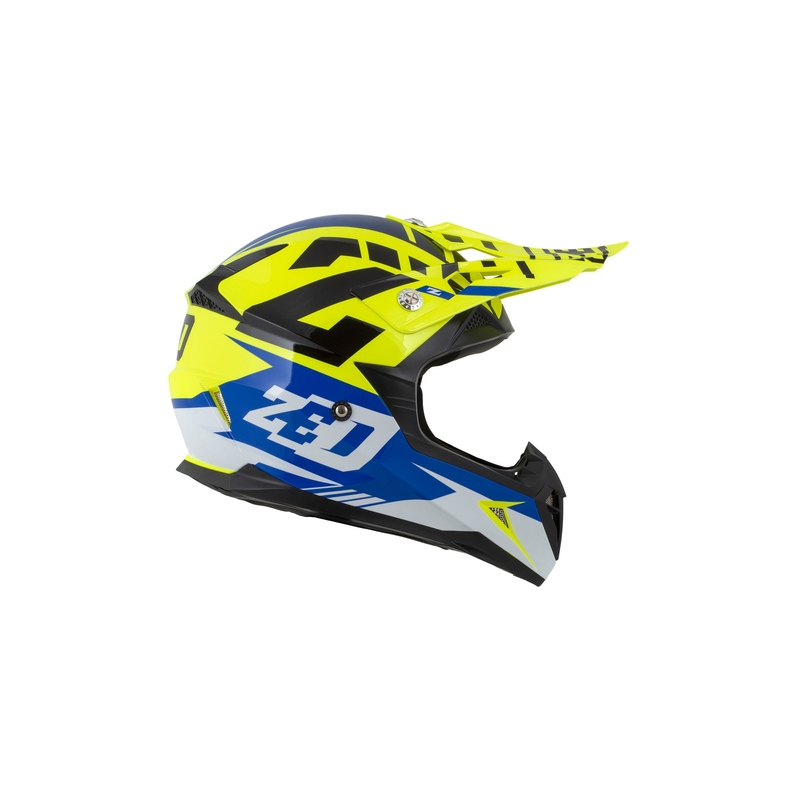 Kinder Motocross Helm ZED X1.9D blau-fluo gelb-schwarz-weiß