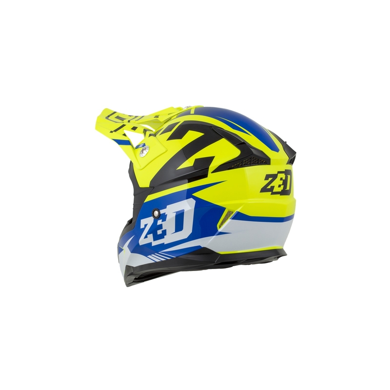 Kinder Motocross Helm ZED X1.9D blau-fluo gelb-schwarz-weiß