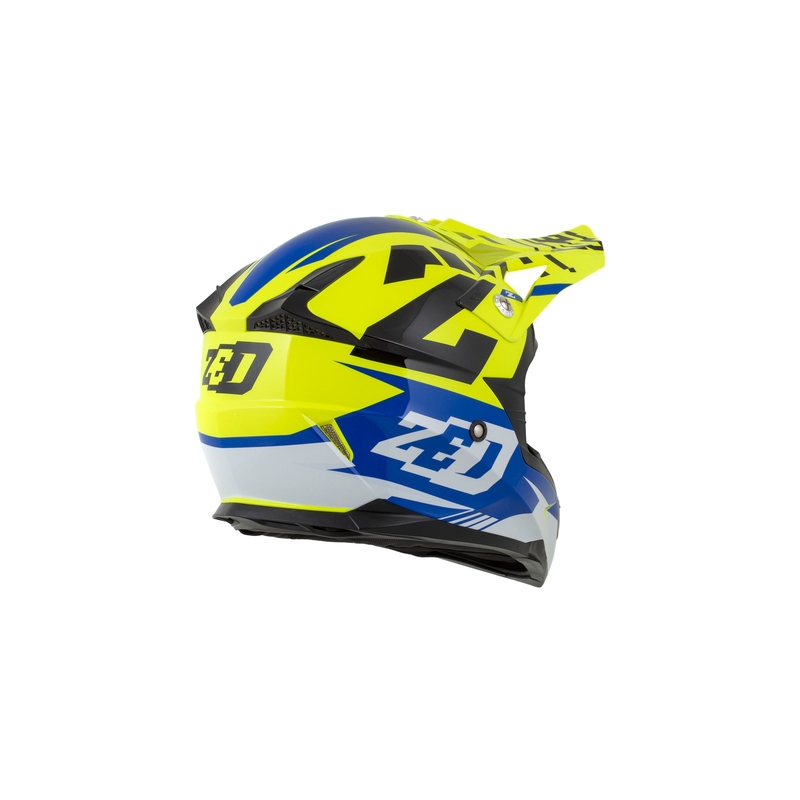 Kinder Motocross Helm ZED X1.9D blau-fluo gelb-schwarz-weiß