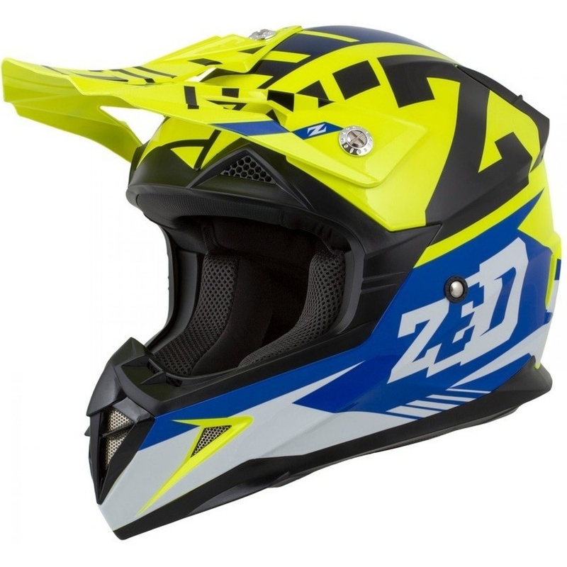Kinder Motocross Helm ZED X1.9D blau-fluo gelb-schwarz-weiß